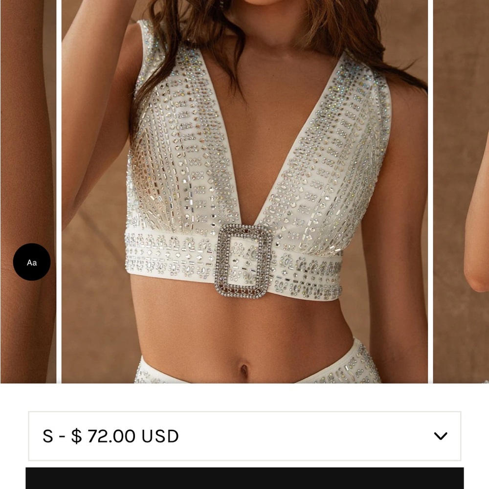 12th Tribe VIOLET WHITE RHINESTONE CROP TOP